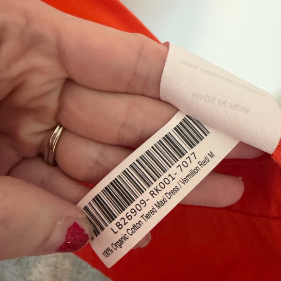 Quince 100% Organic Cotton Poplin Tiered Maxi Dress Vermilion Red - Picture 10 of 10